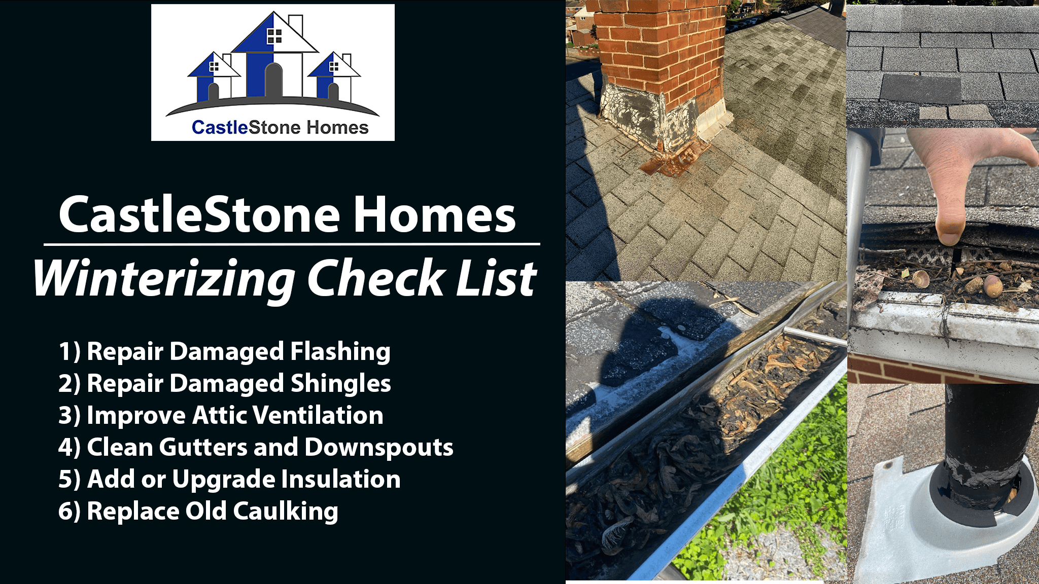 Call CastleStone Homes today to get your roof inspected!