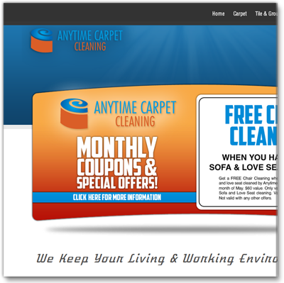 anytimecarpetcleaning.biz Backus Marketing & Design Port Angeles (509)770-1266