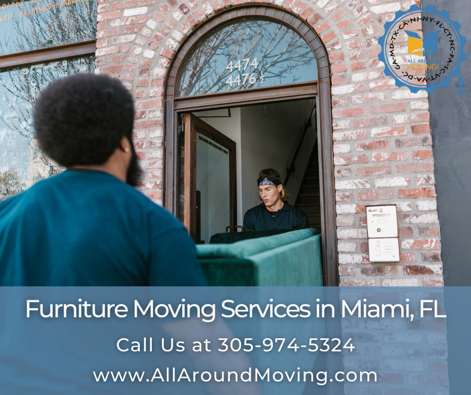 When it comes to moving furniture in Miami, All Around Moving Services Company is the trusted choice. With a team of dedicated furniture movers, they ensure that your valuable pieces are handled with care and precision. From packing and loading to transportation and assembly, they take care of every step, making your furniture relocation a seamless and stress-free experience. Their professionalism, reliability, and commitment to customer satisfaction set them apart as the go-to option for all your furniture moving needs in Miami. Contact All Around Moving Services Company today and rest assured that your furniture will be in good hands during the entire moving process.