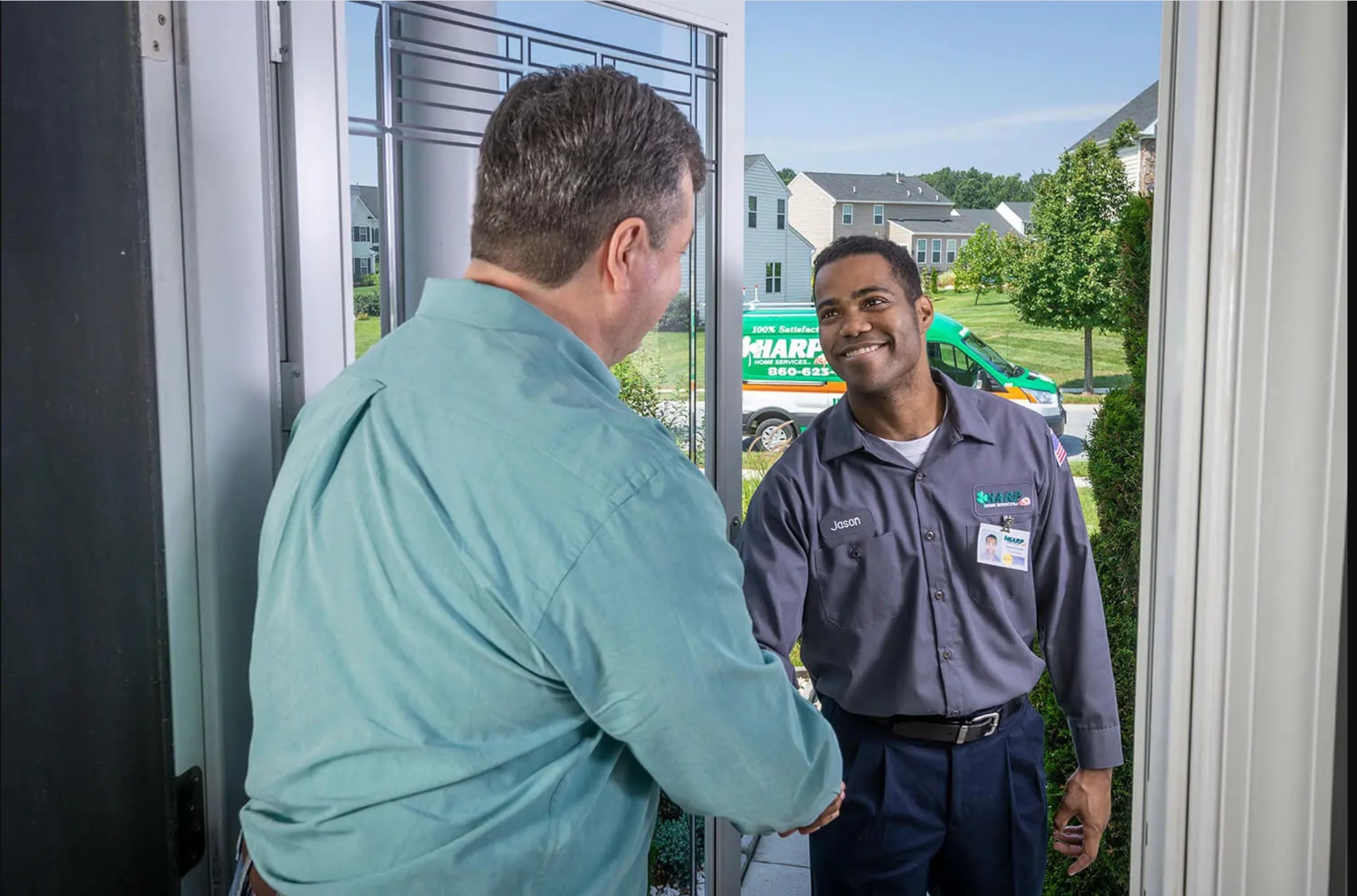Harp HVAC technician welcomed in a residential home in connecticut