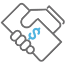 Hand holding money icon.