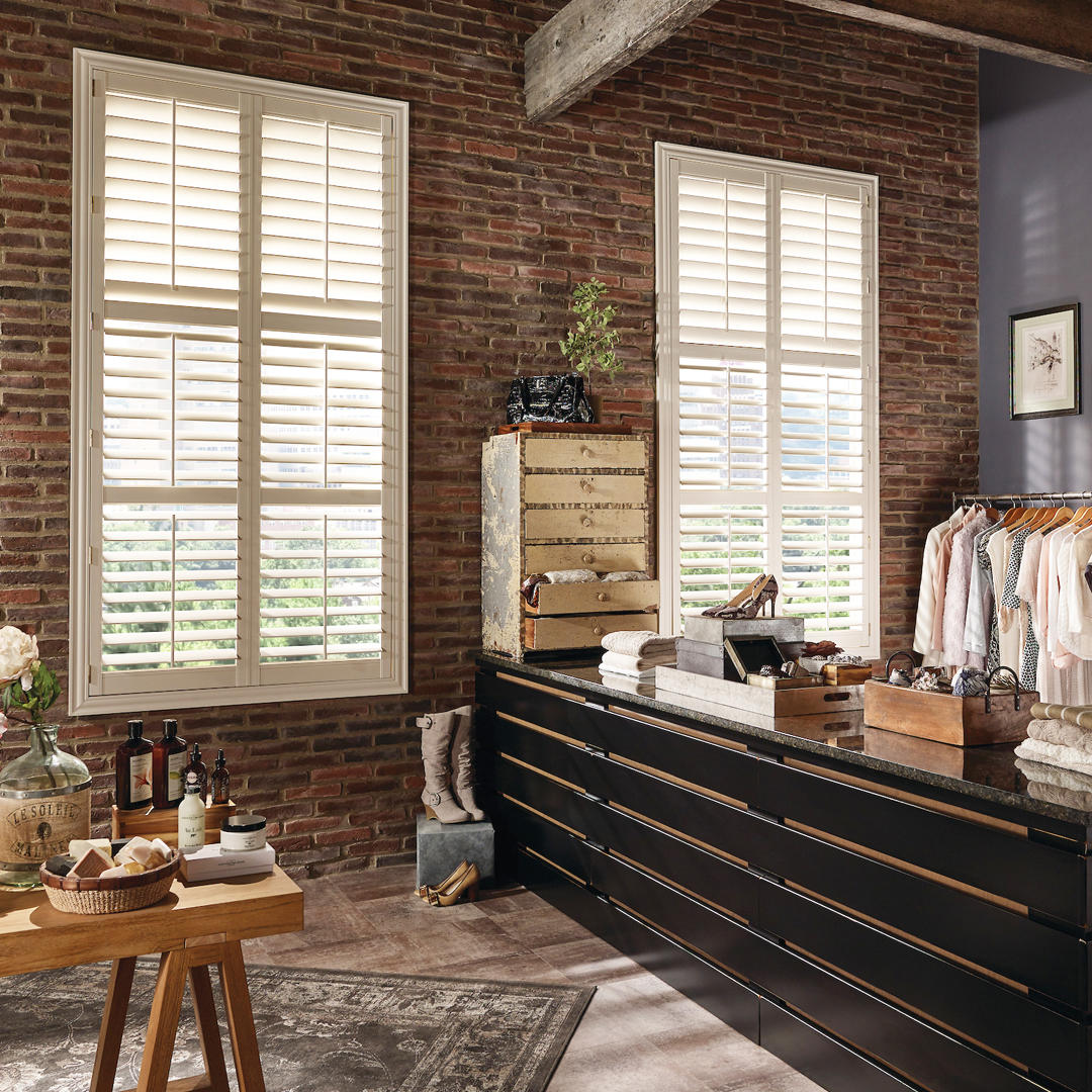 Budget Blinds of Rockwall, Forney, Terrell, and Greenville has a variety of colors of indoor and outdoor shutters that can match perfectly with any style.