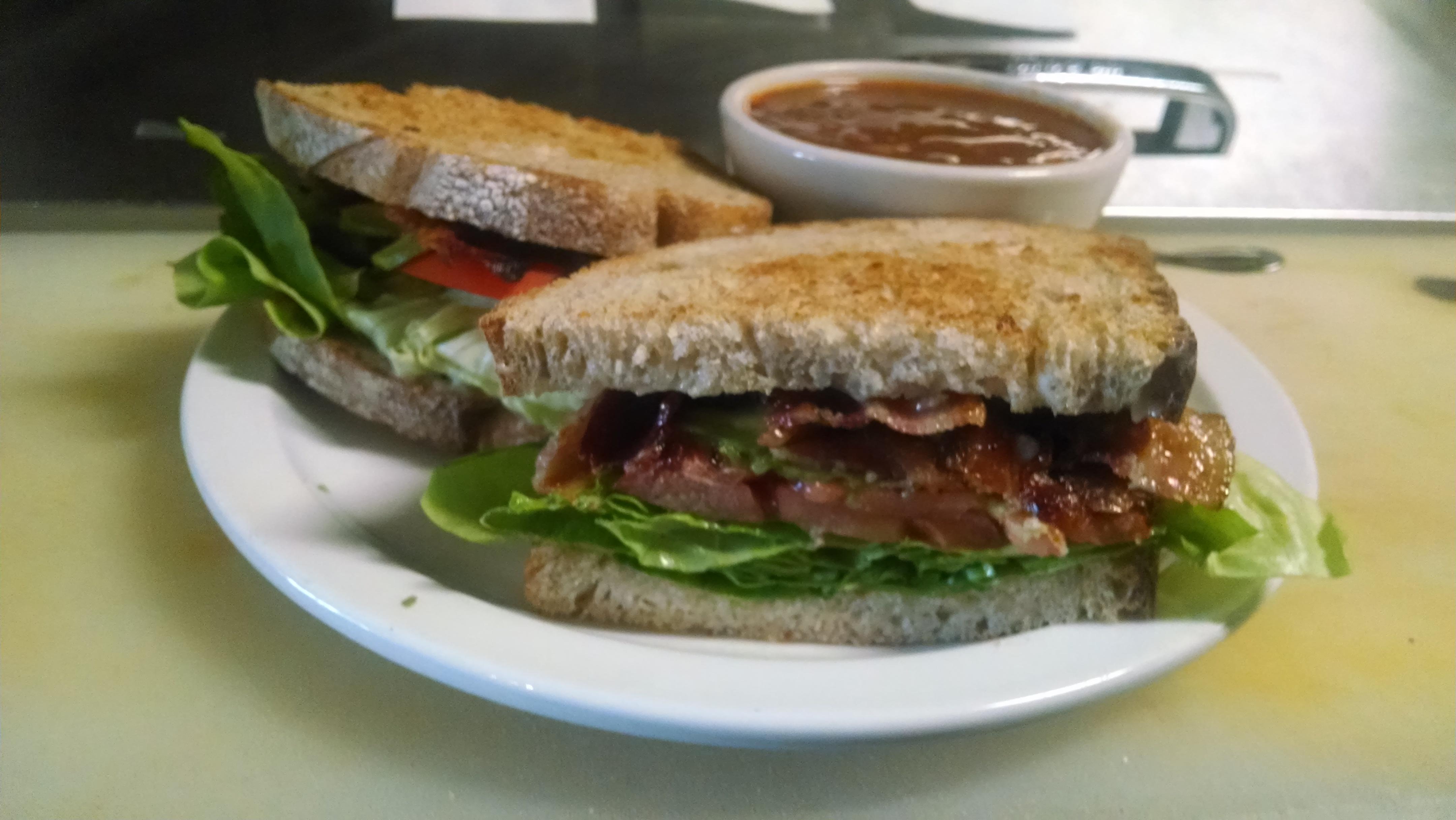 Our B.L.T. with soup of the day. Bare Bones Cafe & Bar Portland (503)719-7128