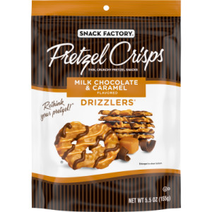 Snack Factory Pretzel Crisps, Drizzlers, Milk Chocolate & Caramel Drizzled Pretzels, 5.5 Oz featured image