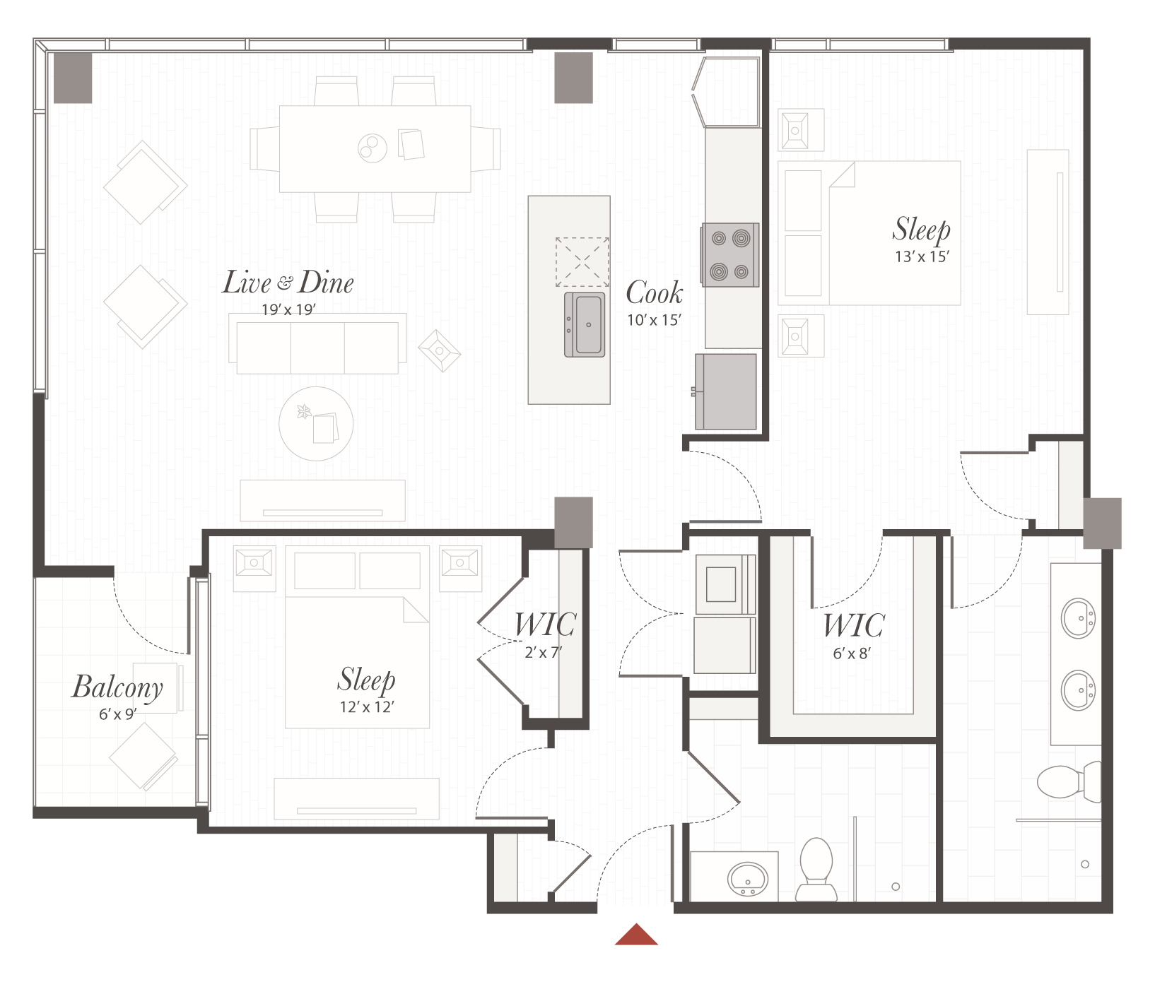 Encore B1 2 Bedroom Apartment Floor Plan