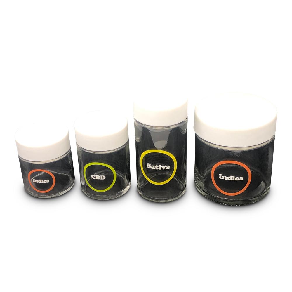 Custom jars with color labels for Harvest. Custom packaging by PLC Print.