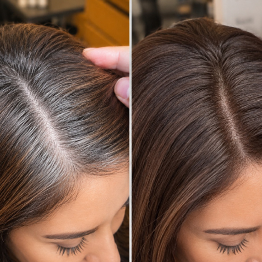 Professional root touch-up and gray coverage at Avissa Salon in Ann Arbor restores rich, even hair c 