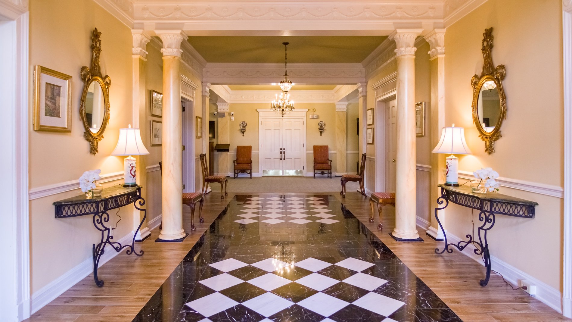 Entry hall at 765 Cherry St. in downtown Macon, the address of Simply Cremation of Middle Georgia and its on-site crematory.
