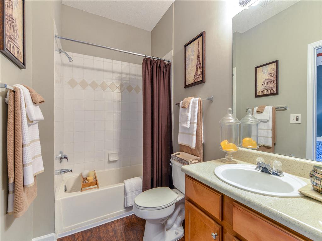 Spacious Bathroom with Relaxing Garden Tub at Sugarloaf Crossing Apartments