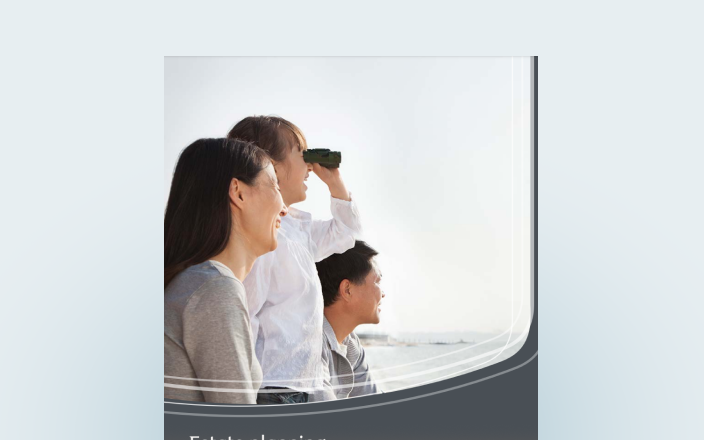 Cover of the estate planning guide with a family using binoculars as they overlook a body of water.