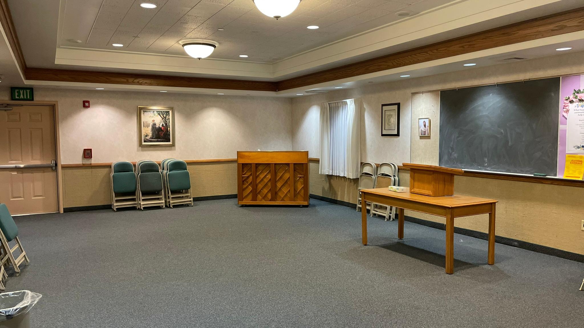 The Relief Society Room, one of the classrooms used during Sunday meetings.