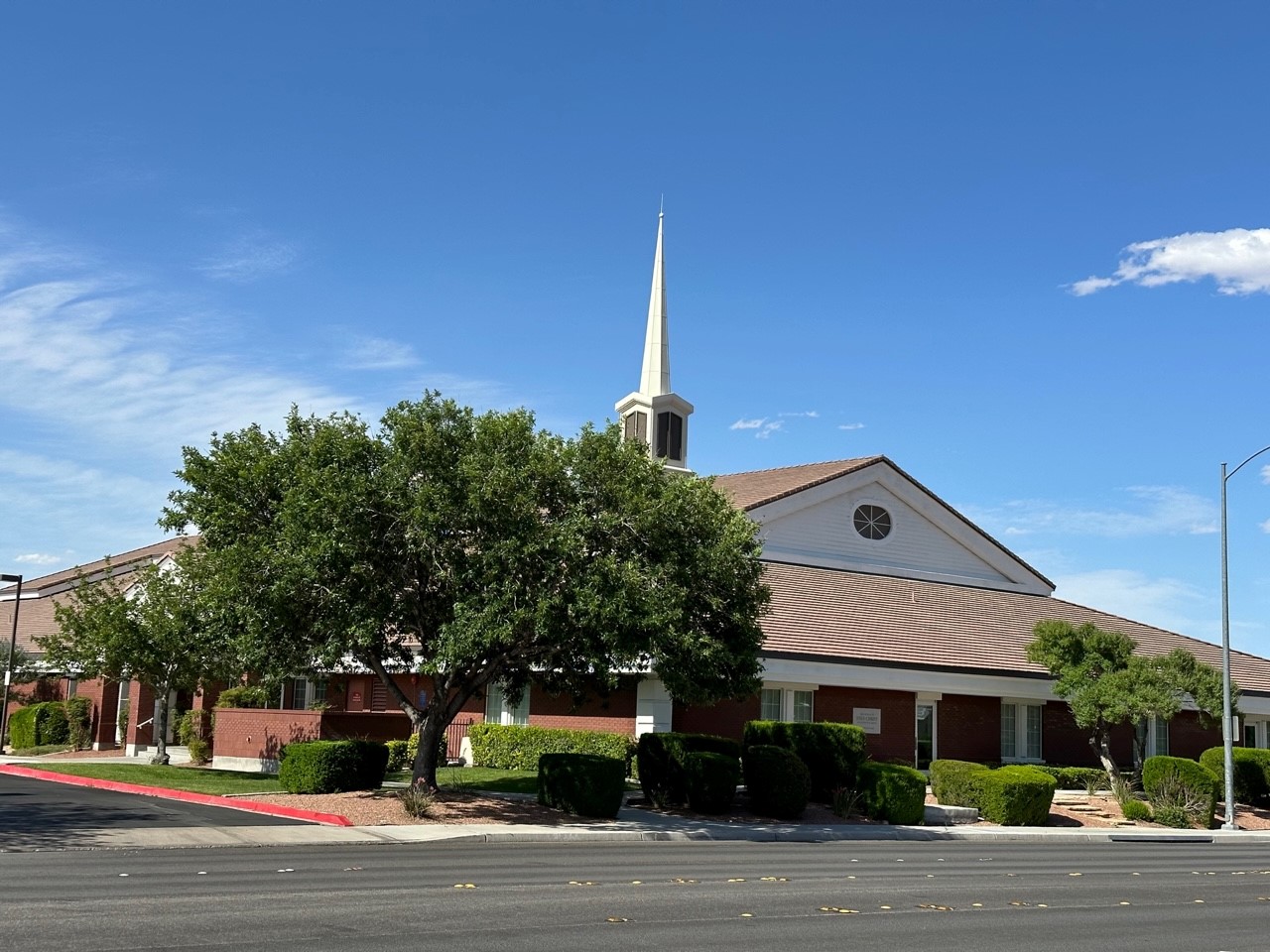Warm Springs Stake Center of the Church of Jesus Christ of Latter-day Saints at Robindale Road and Bruce Street.