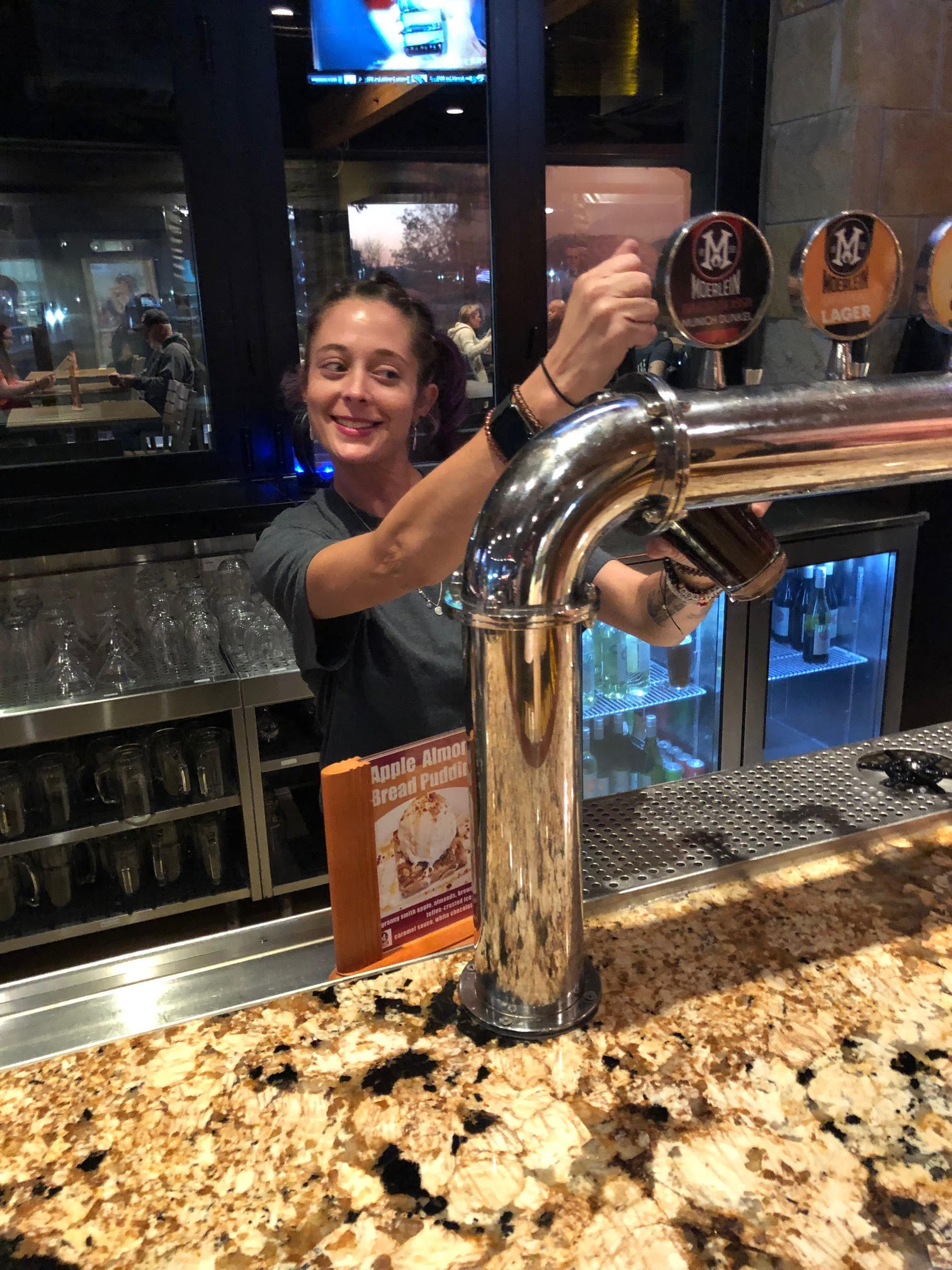 Pulling Moerlein brew from the tap