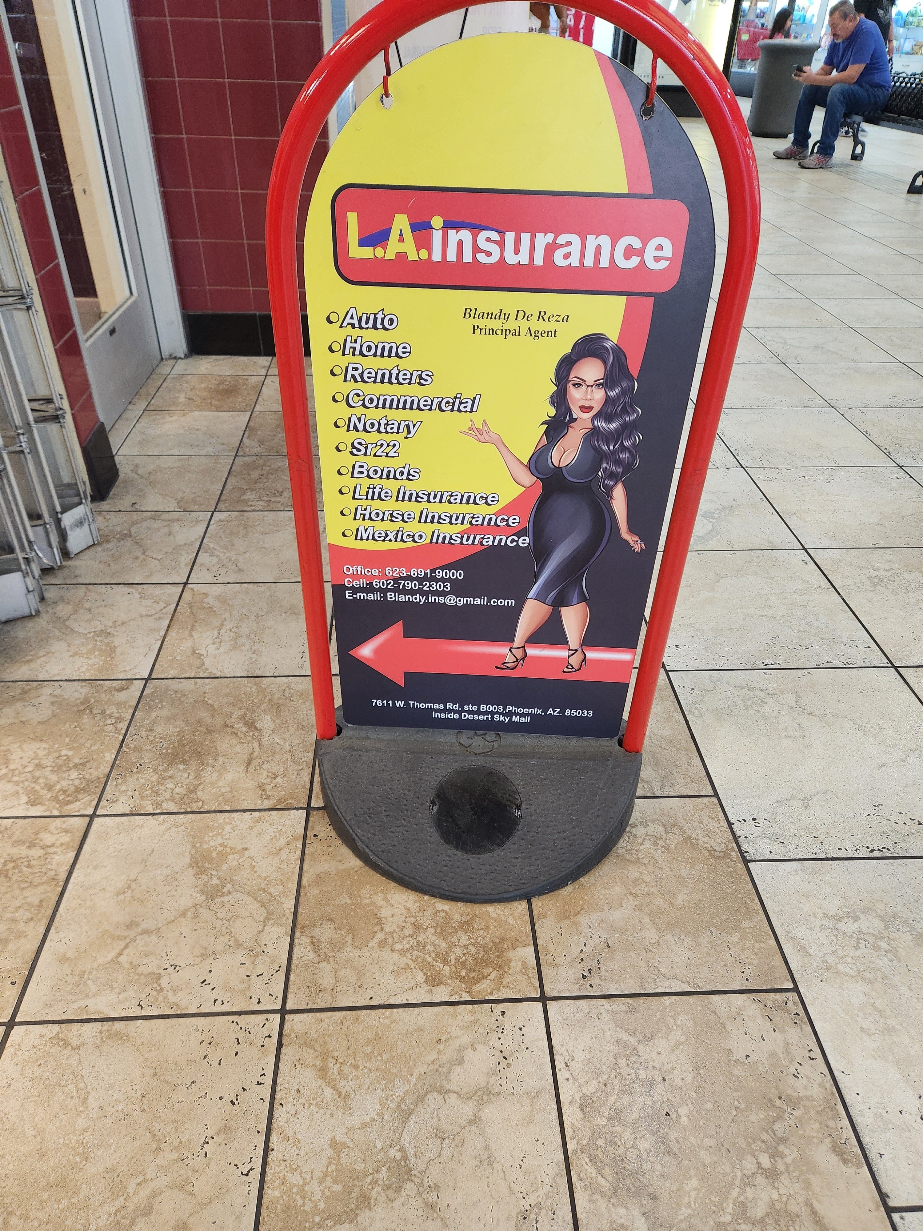 Sign of the L.A. Insurance Agency located at 7611 West Thomas Rd. in AZ