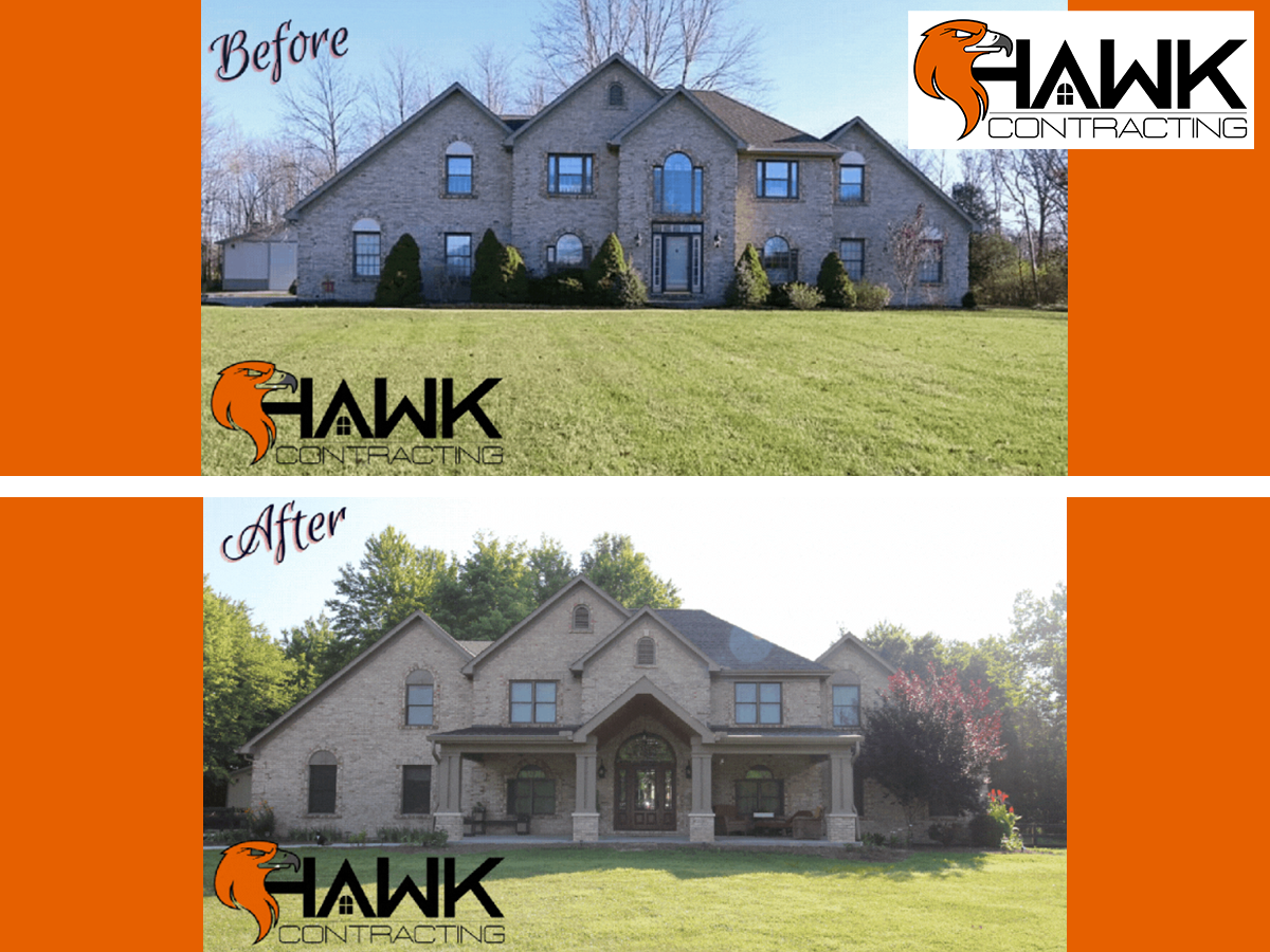We built a new covered porch on this home in Milford, Ohio recently. The new roof is supported by four square-shaped columns. The front door and windows were all replaced and we installed new landscaping, as well. The final product is a total transformation for this house. Are you looking for a contractor for a new home addition? Call us to talk about your project.