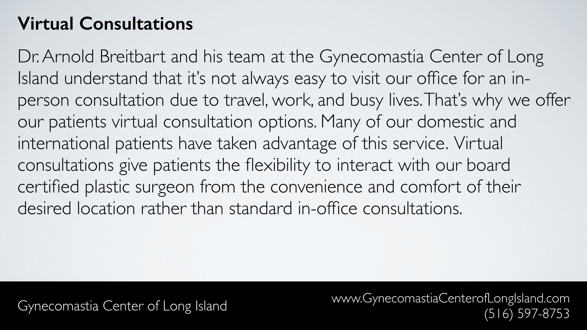 Gynecomastia Center of Long Island (Manhasset NY) - Virtual Consultations