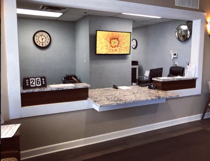 The front desk at Rockport, where caring staff is available 24 hours a day.