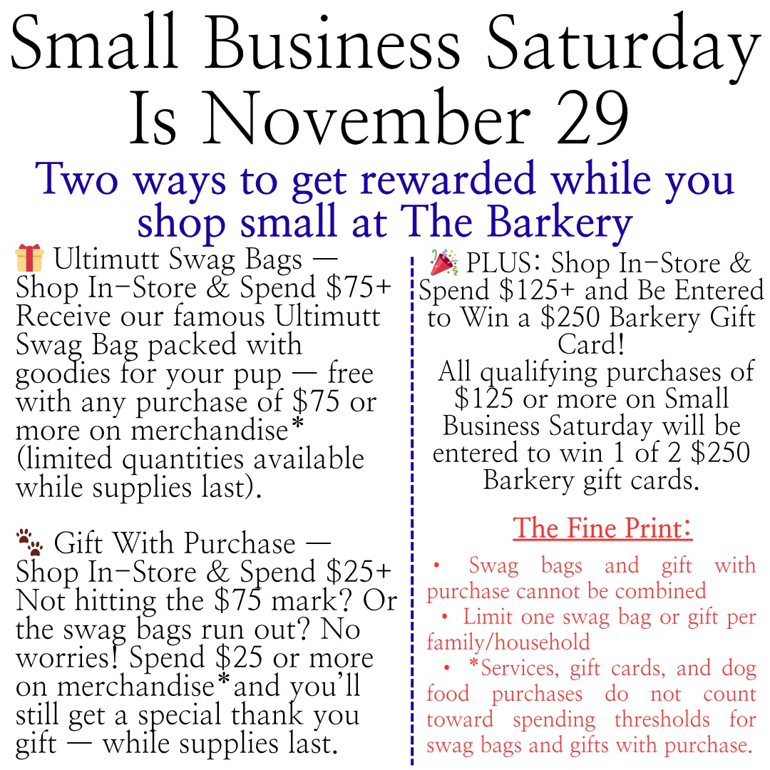 Image of Local Pet Event Small Business Saturday, 11/29 Nearby