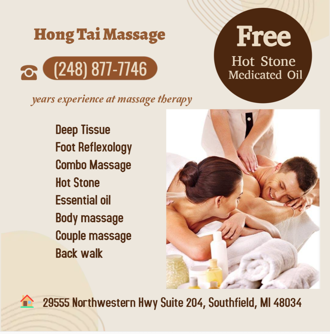 It's a massage experience for two that has real benefits, for physical, mental, and relationship health.
Ultimately, a couples massage is a shared experience – a massage for two people, at the same time,
in the same private room, but on two separate massage tables and performed by two massage therapists.