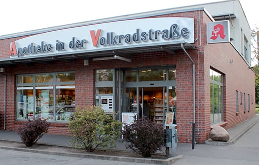 Aussenansicht der Apotheke in der Volkradstraße