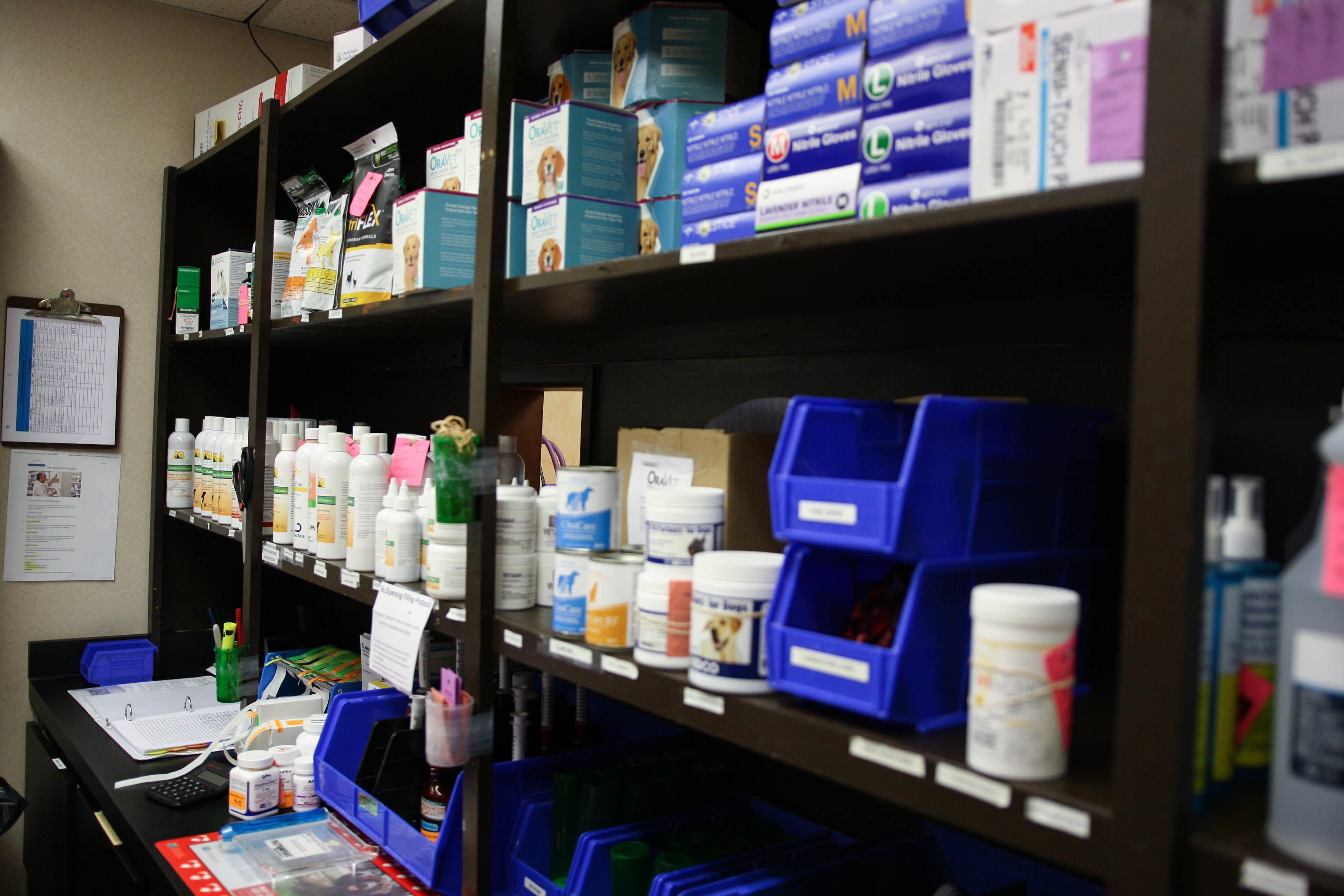 Our in-house pharmacy is conveniently stocked with a wide range of pet products.