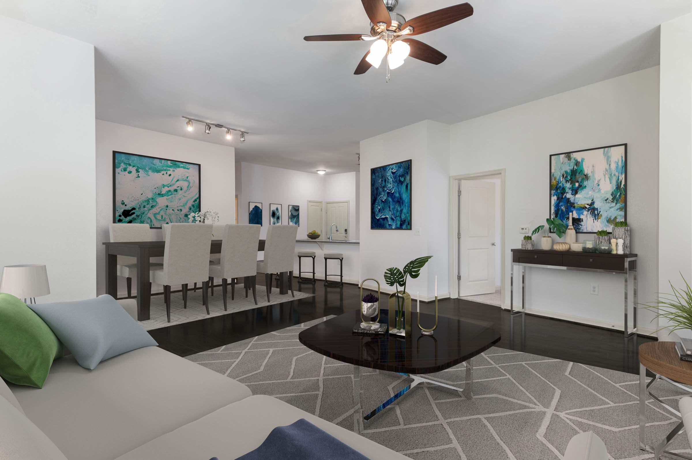 Large Living and Dining Areas at Camden Fairfax Corner in Fairfax, Virginia