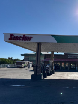 Sinclair gas station fueling island