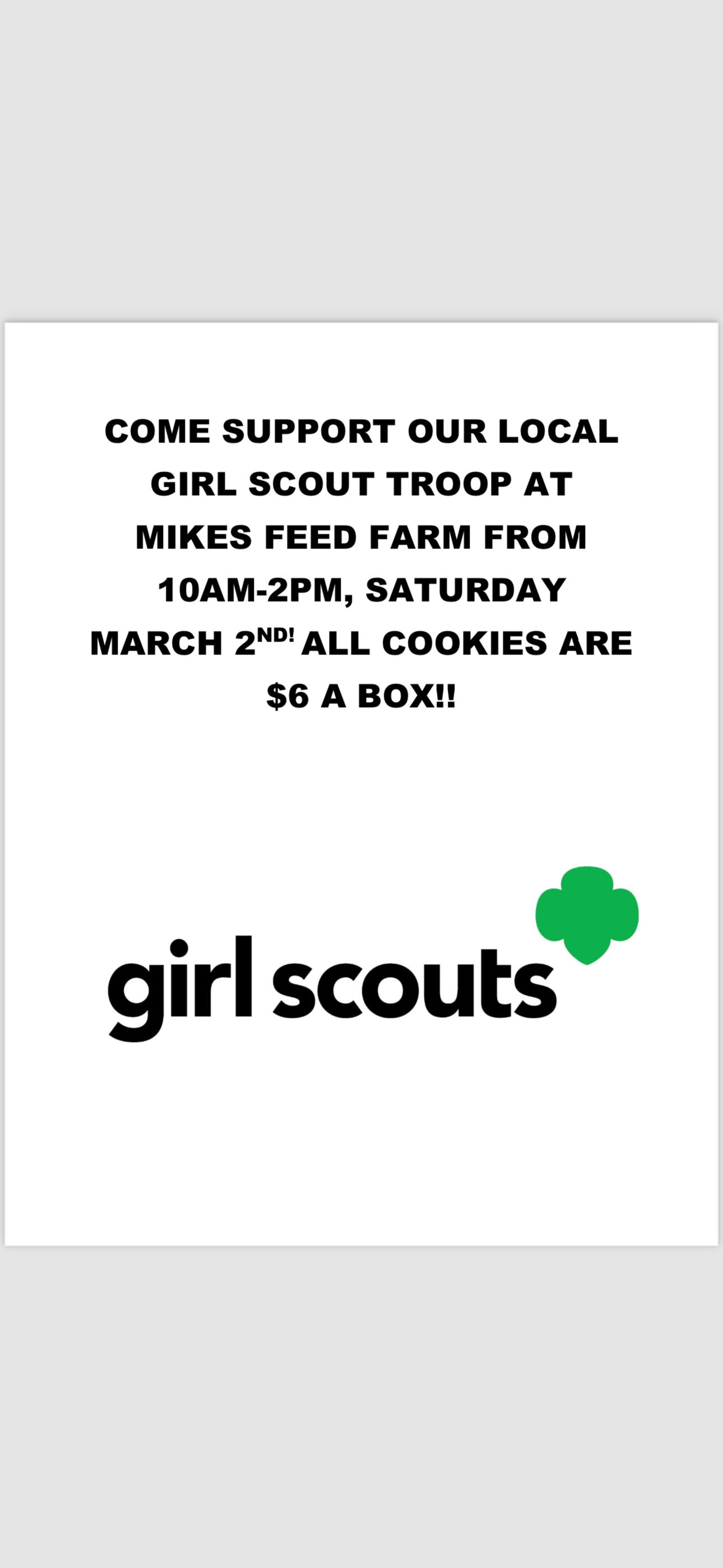 Local Girl Scout Cookies Mike's Feed Farm