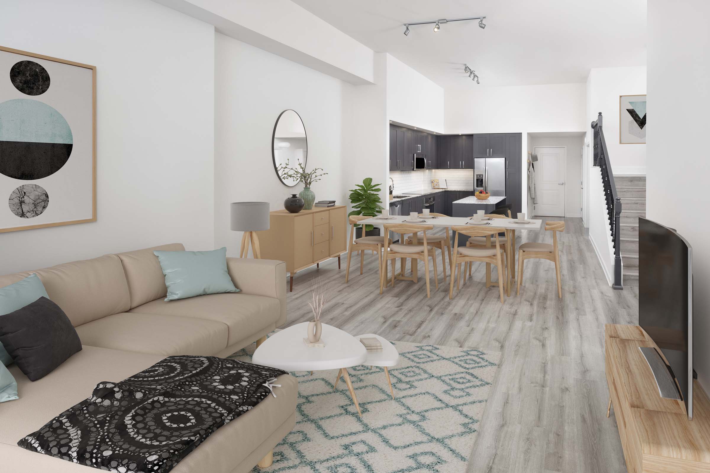 2-story, townhome floor plan at Camden Central high-rise apartments in St. Petersburg, FL