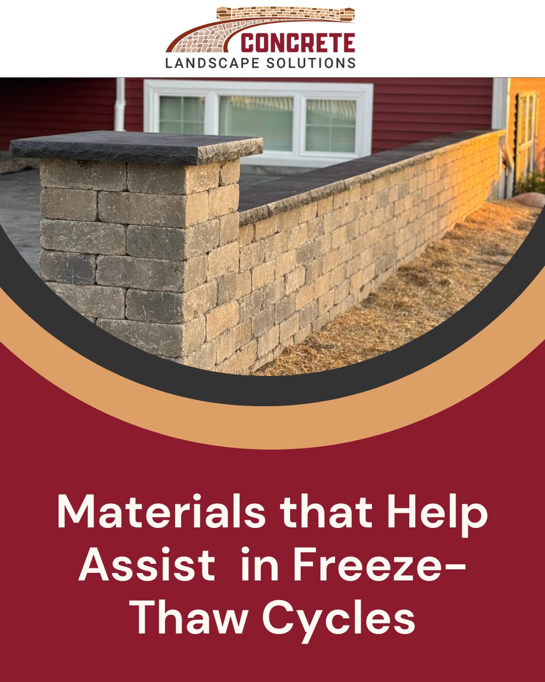 Concrete retaining wall construction photo featuring durable materials designed to handle freeze-thaw cycles.