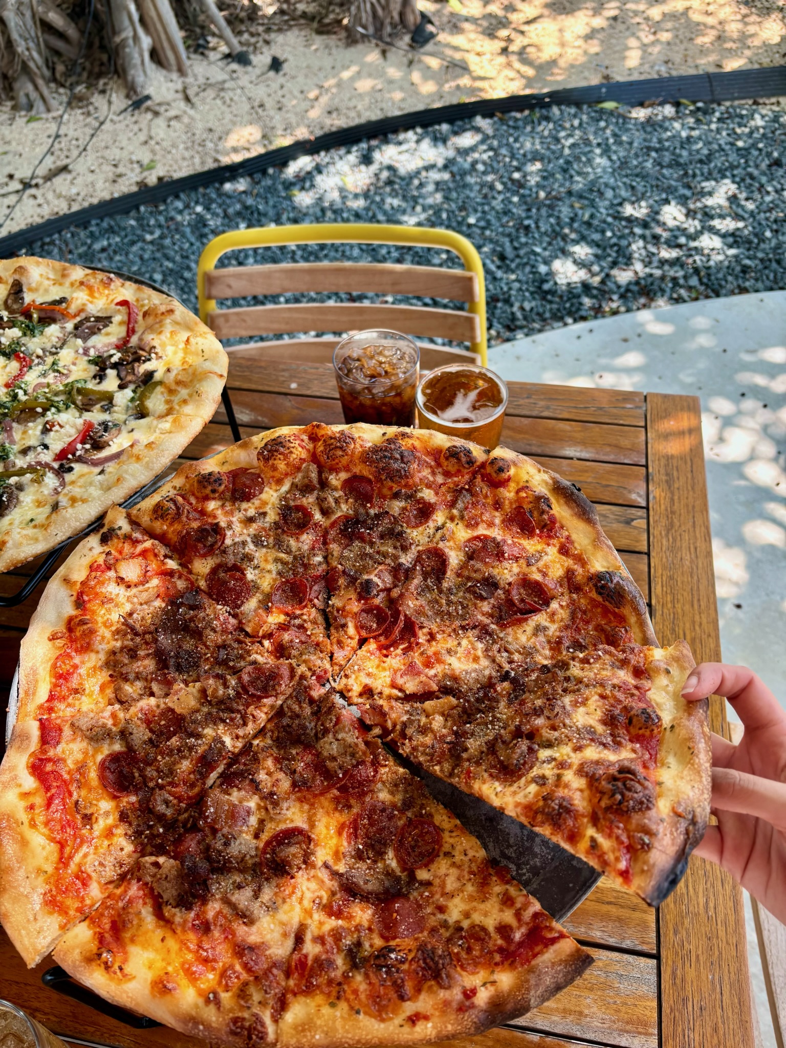 Pepperoni and beef Pizza from Islamorada Pizza Co., a pizza restaurant in Islamorada
