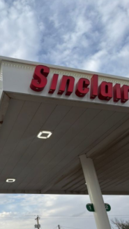 Sinclair gas station fueling island 