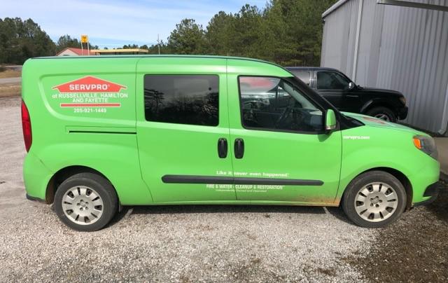 Servpro of Russellville, Hamilton and Fayette Signage of Van.