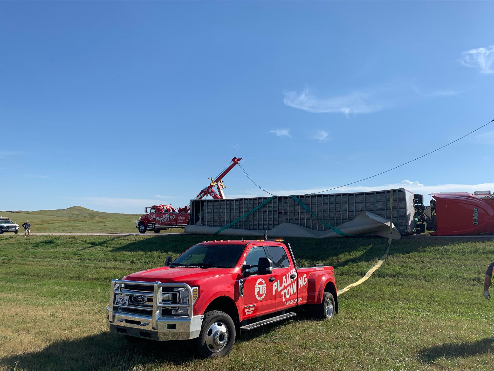 We have been serving Northwestern South Dakota for over 15 years, and are proud to serve all your towing and recovery needs. Large or small we have all the equipment, knowledge and manpower to serve you!  We have built our business with great service, fair pricing and going the extra mile for our customers. We serve 10 counties in 4 states, South Dakota, North Dakota, Wyoming and Montana, We are the preferred towing and recovery choice for law enforcement agencies in our local area, we have earned our relationship with local law enforcement and look forward to earning your trust as well! Plains Towing and Recovery provides a wide assortment of towing and recovery services that range from towing motorcycles and compact cars to performing full recovery on semis and their trailers. We also proudly work with a number of law enforcement agencies throughout our service area.