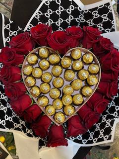 Compton Flower Shop - Red roses with Ferrero Roche chocolates