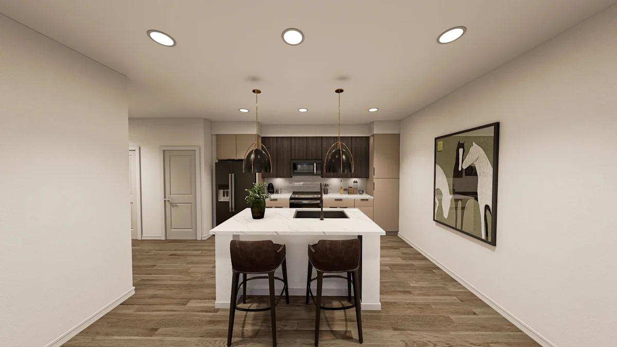 Rendering of the modern kitchen