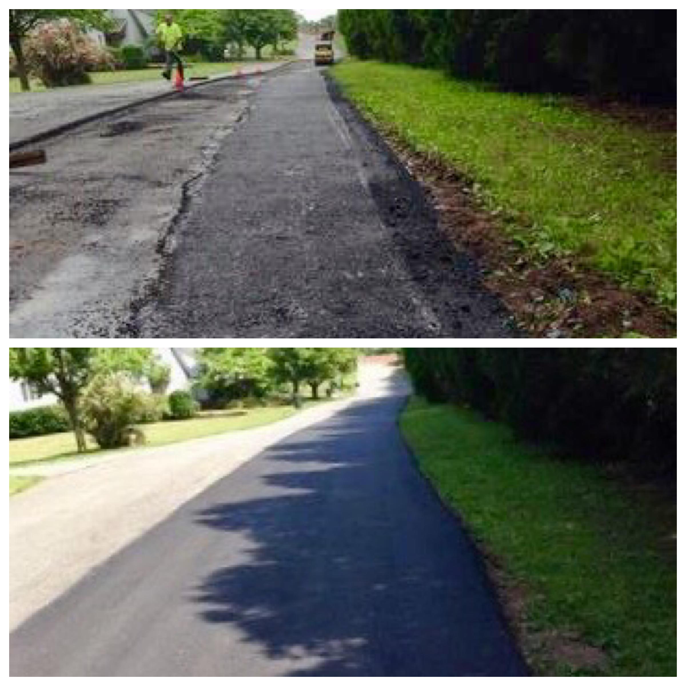 Strip patching of private road.