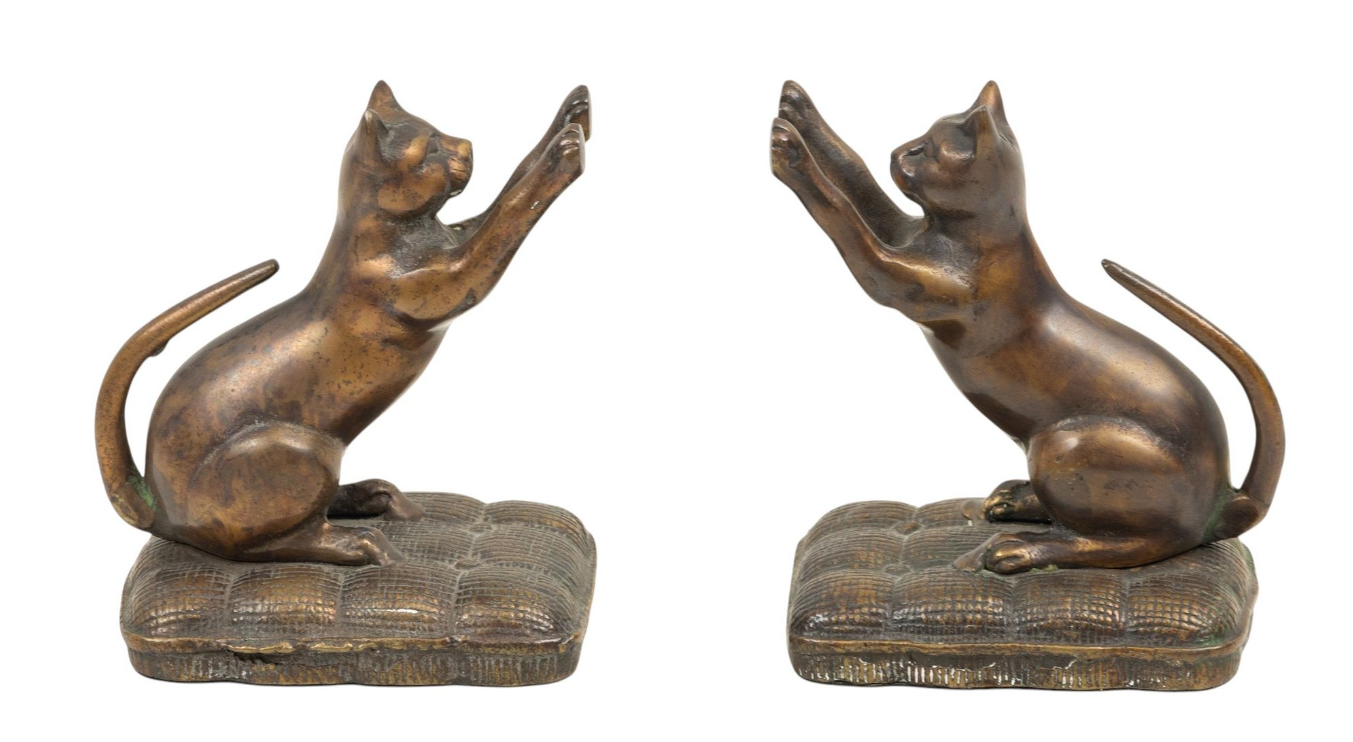 Bronze Cat Bookends
