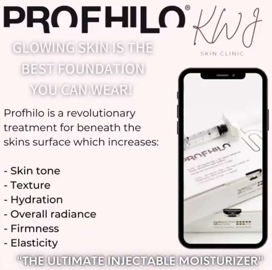 Profhilo skin booster information image for KWJ Skin Clinic, an aesthetic clinic in Horsham offering Profhilo, skin boosters, injectable hydration treatments and anti-ageing skin treatments.