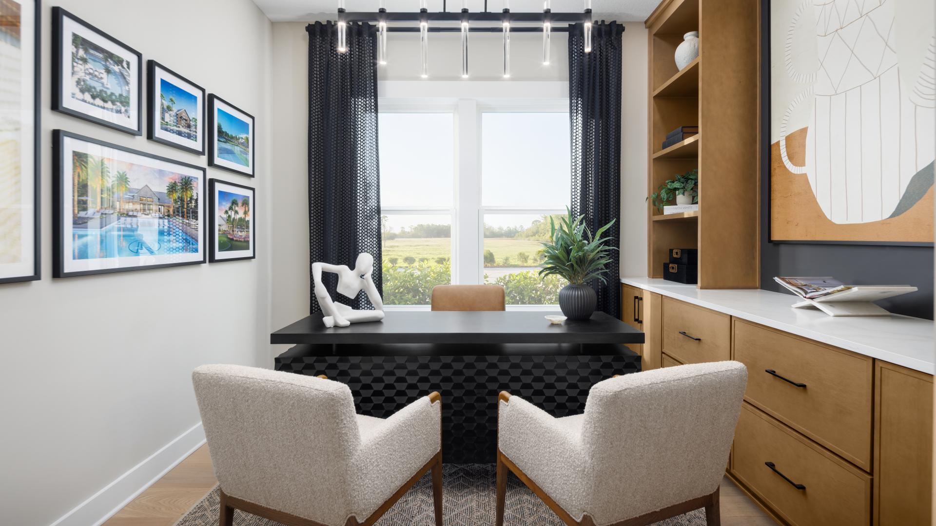 Bright and versatile home offices with built-in workspace