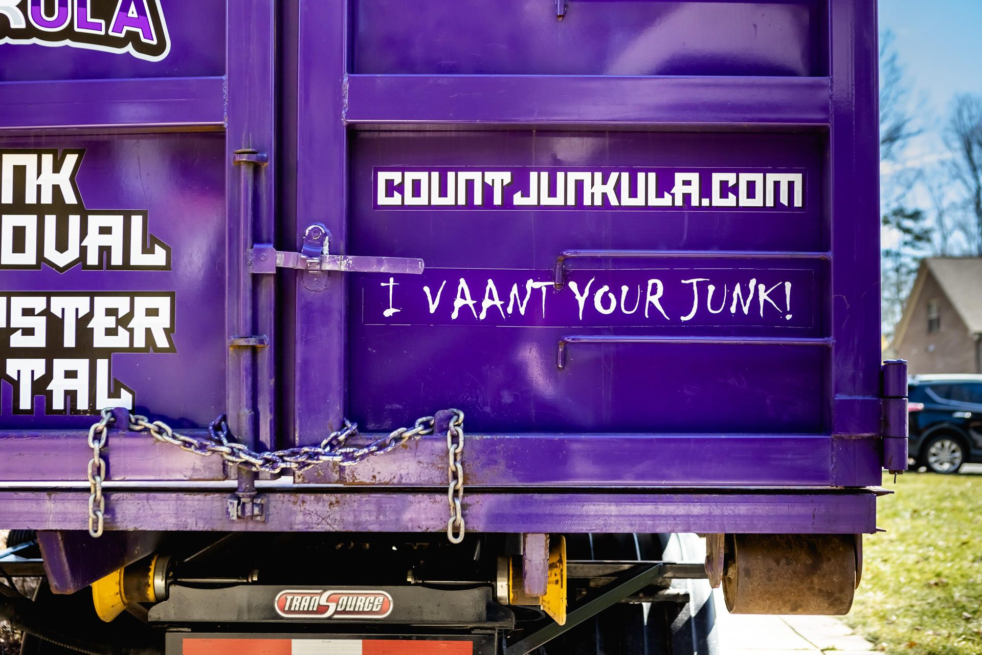 count junkula of raleigh junk removal dumpster slogan shot