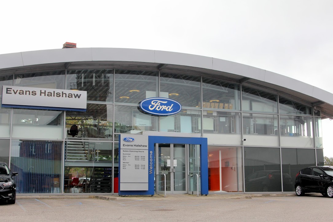 Outside the Ford Chester dealership Evans Halshaw Ford Chorley Chorley 01257 266221