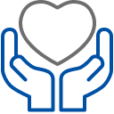 Hands holding heart icon.