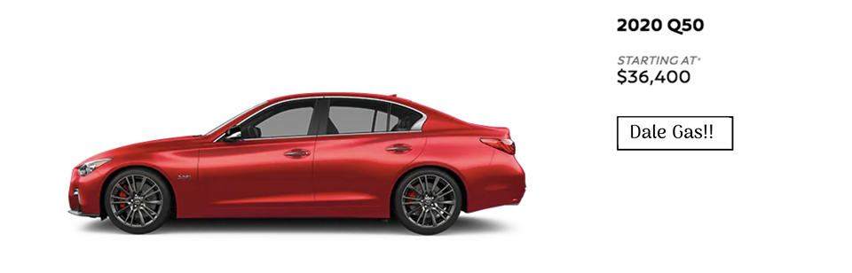 Drive into the New Year in style and come into Bert Ogden INFINITI today to test drive the INFINITI 2020 Q50!! Now starting at only $36,400!! Dale Gas!!