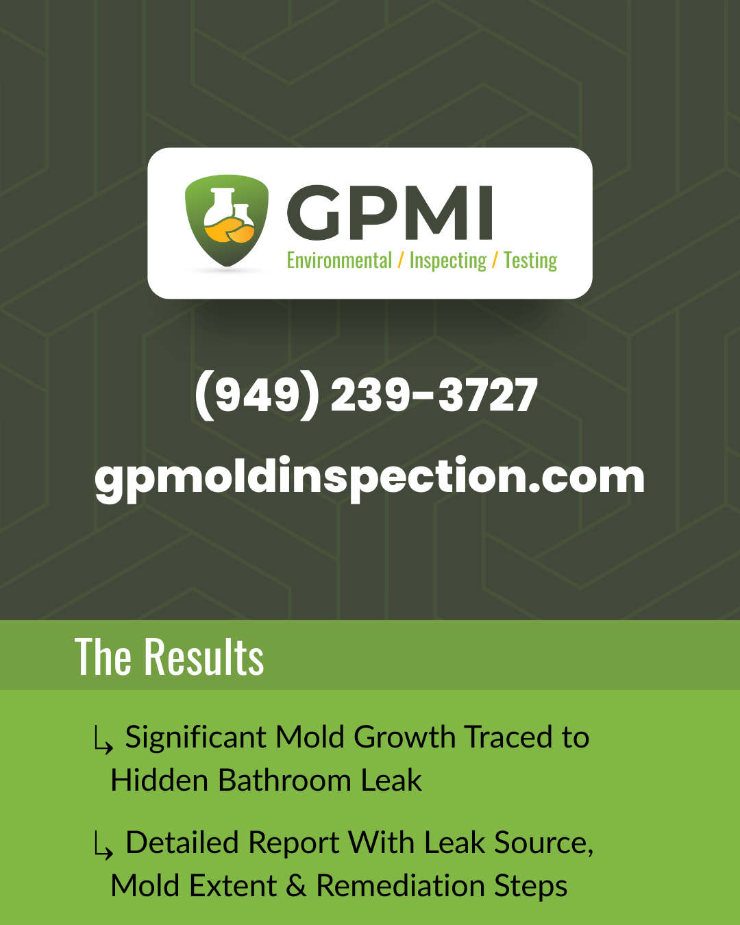 GPMI branded service image promoting certified mold inspection and hidden moisture testing services.