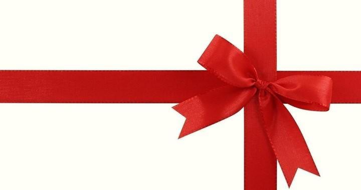 Gift package with red bow