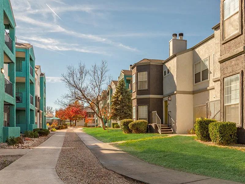 Row of apartment buildings