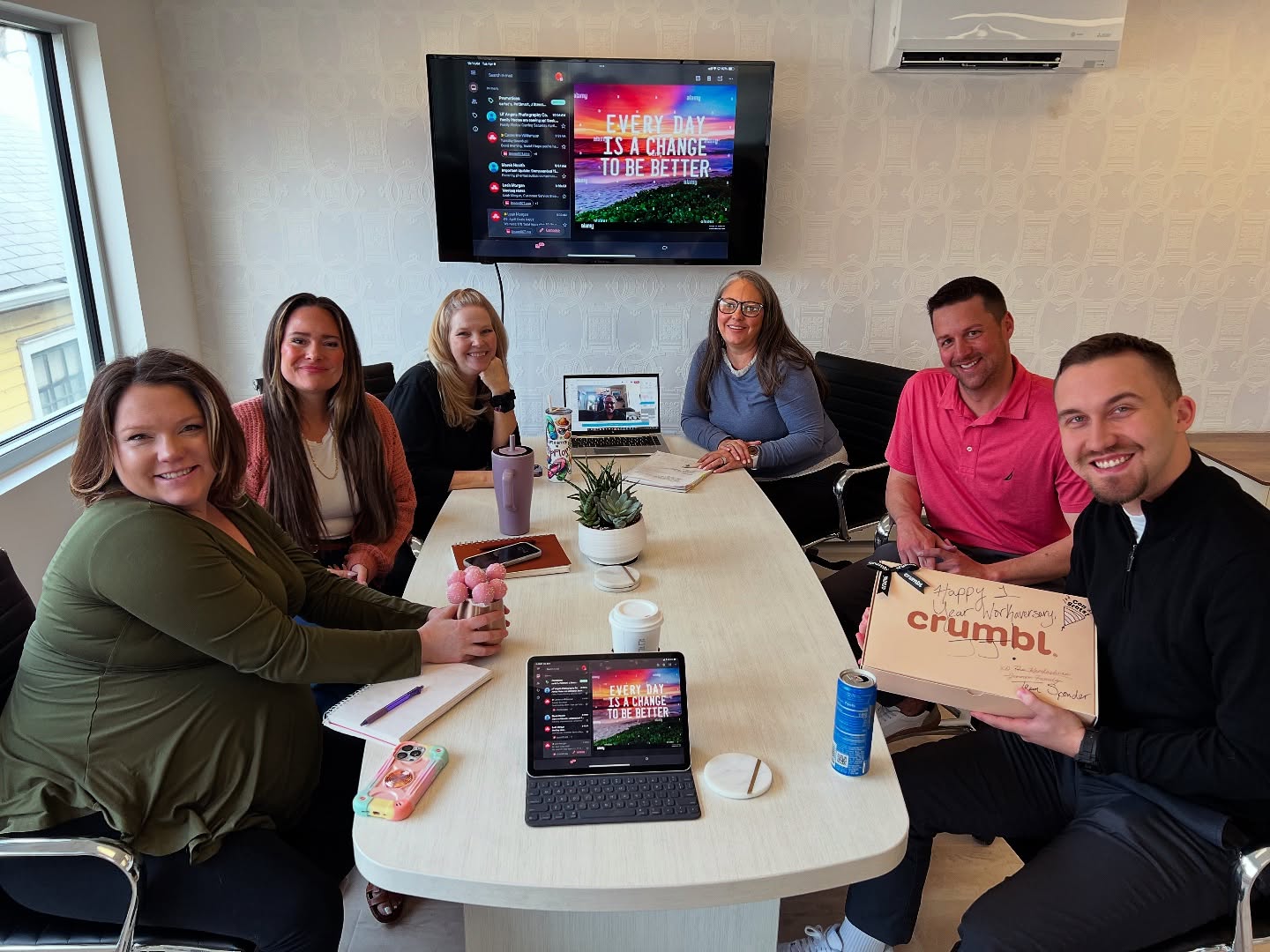 Celebrating a lot of good this week between Kole joining our team, JJ’s 1 year workaversary & Katie’s last team meeting before her sweet baby arrives!