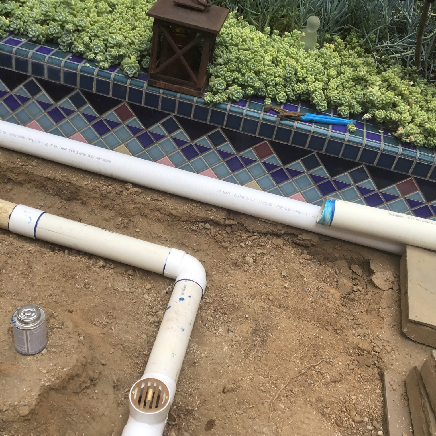 Pipe repair in progress.
