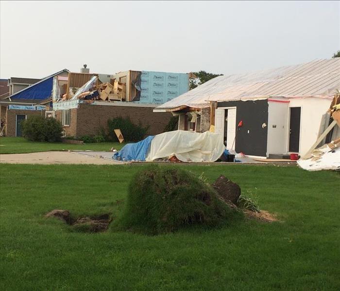 This photo illustrates the significant damage inflicted upon Coal City from the EF-3 Tornado several years ago on a Monday night. With winds in excess of 136 MPH our SERVPRO crews worked around the clock to shore up damaged buildings in our communities. We're Faster To Any Size Disaster.